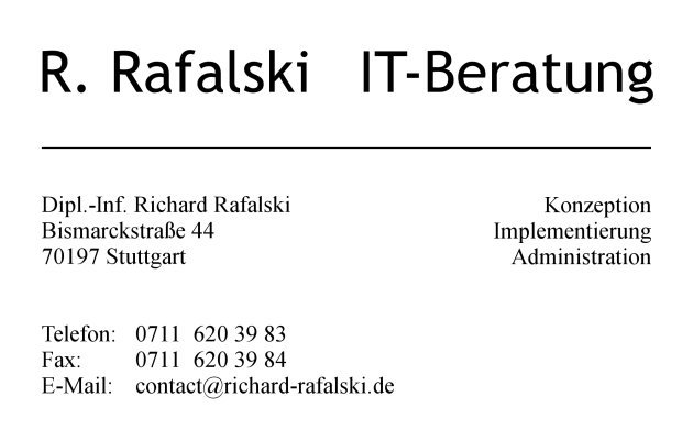Visitenkarte Richard Rafalski - R. Rafalski IT-Beratung